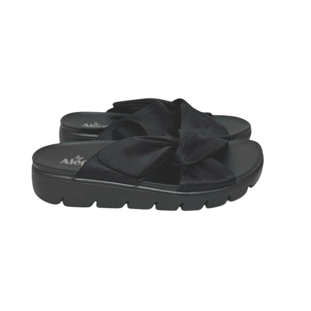 Alegria Women’s Rylie Black Satin Knot Slip-On Slide Sandals Size 41 US 10.5-11